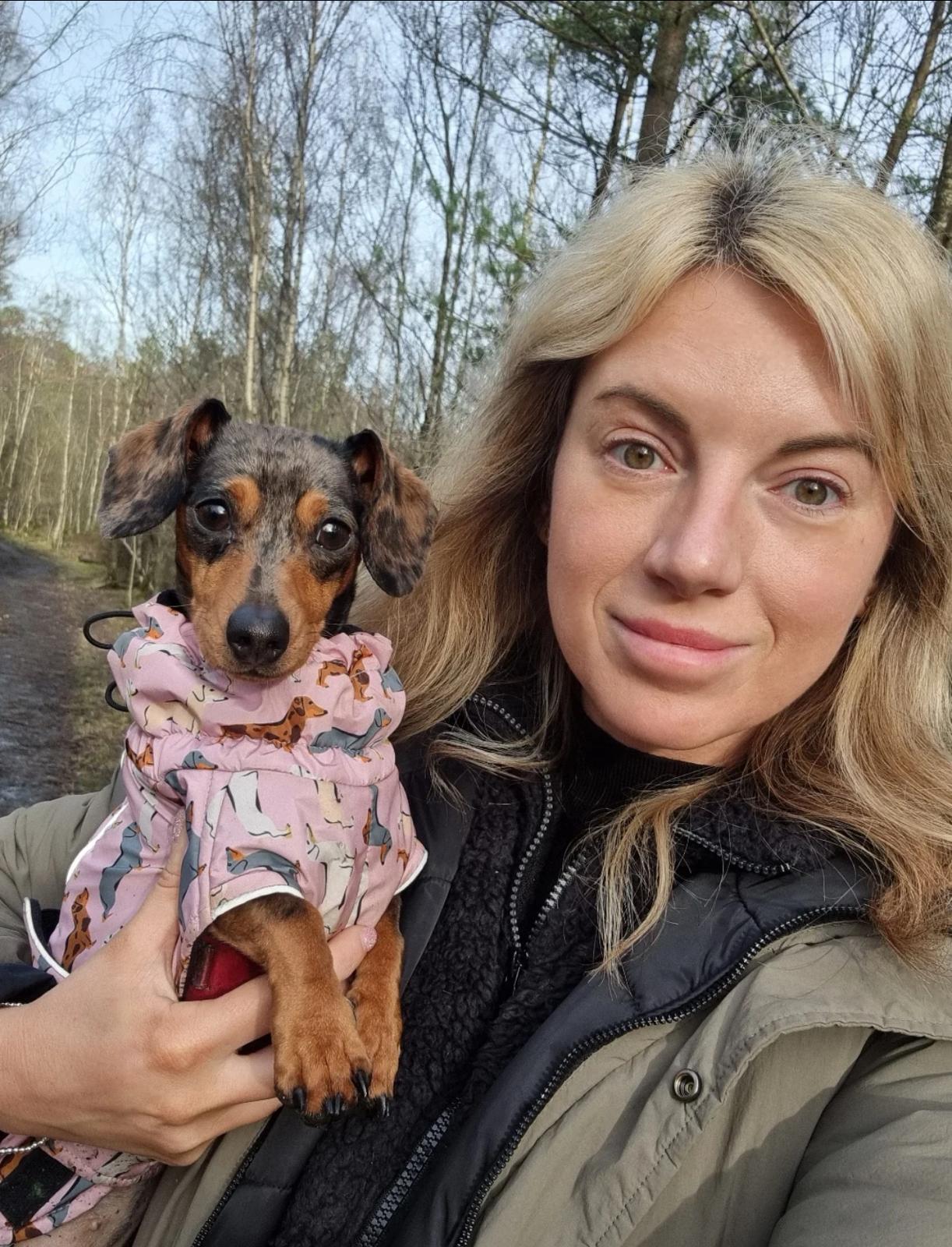 Happy family with their puppy