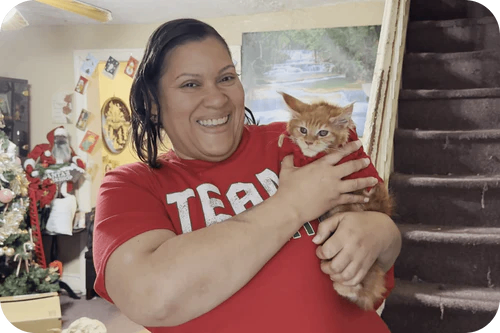Happy family with their puppy